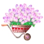 Magnificent Bouquet Pink Tulips In Garden Wheelbarrow Sticker