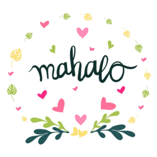 Mahalo Hawaiian Thank You Heart Frame Sticker