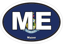 Maine Me State Flag Oval Sticker