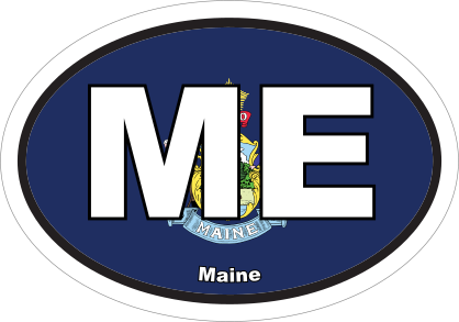 Maine Me State Flag Oval Sticker