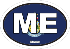Maine Me State Flag Oval Sticker