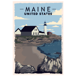 Maine Retro Poster Illustration Sticker