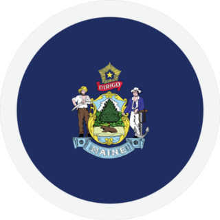 Maine Round Circle Flag Sticker