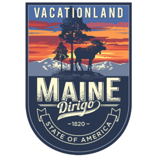 Maine State Emblem with Sunset Sticker