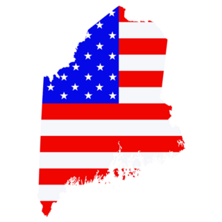 Maine State Map American Flag Sticker