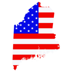 Maine State Map American Flag Sticker