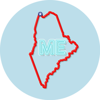 Maine Us State Bold Outline Map On Blue Sticker