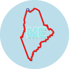 Maine Us State Bold Outline Map On Blue Sticker