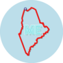 Maine Us State Bold Outline Map On Blue Sticker