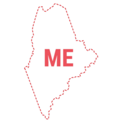Maine Us State Map Outline Dotted Border Sticker