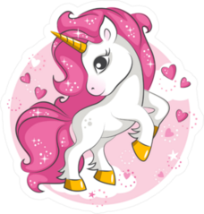 Majestic Pink Unicorn Circle Sticker