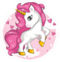 Majestic Pink Unicorn Circle Sticker