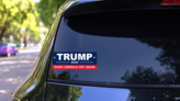 Make Liberals Cry Again Trump Sticker on a Rear Car Window (New) example