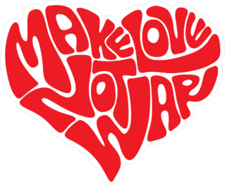 Make Love Heart Hippie Sticker