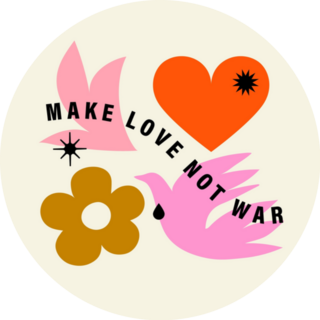 Make Love Not War 70s Quote Peace Bird Sticker