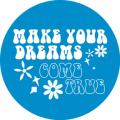 Make Your Dreams Come True 70s Groovy Blue Lettering Sticker