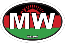 Malawi Mw Flag Oval Sticker