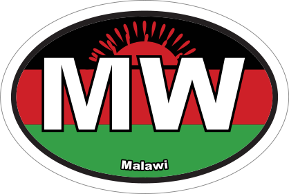 Malawi Mw Flag Oval Sticker