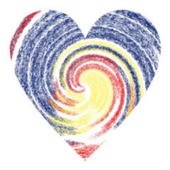 Malaysia Flag Colors In Heart Shape Sticker