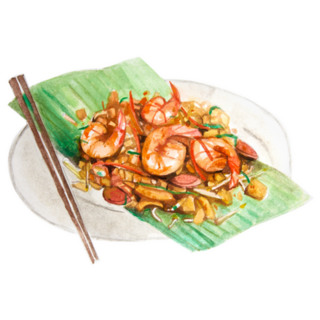 Malaysia Fried Flat Noodles Watercolor Sticker