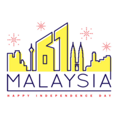 Malaysia Independence Day Yellow Illustration Sticker
