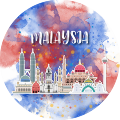 Malaysia Landmark Watercolor Travel Sticker