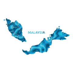 Malaysia Map Blue Ocean Color Sticker