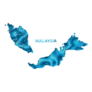 Malaysia Map Blue Ocean Color Sticker