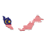 Malaysia Map In Flag Sticker
