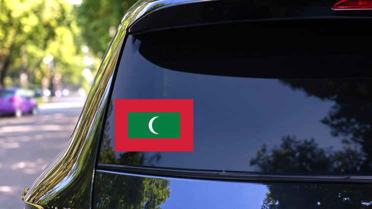 Maldives Country Flag Sticker on a Rear Car Window (New) example