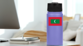 Maldives Country Flag Sticker on a Water Bottle (New) example