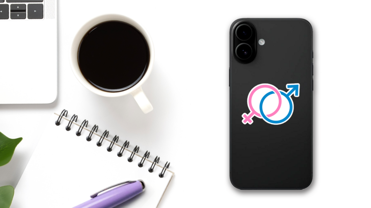 Male And Female Symbol Love Sticker on a Phone (New) example