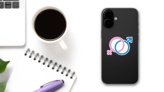 Male And Female Symbol Love Sticker on a Phone (New) example