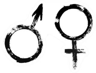 Male And Female Symbols In Delicate Brush Strokes Sticker