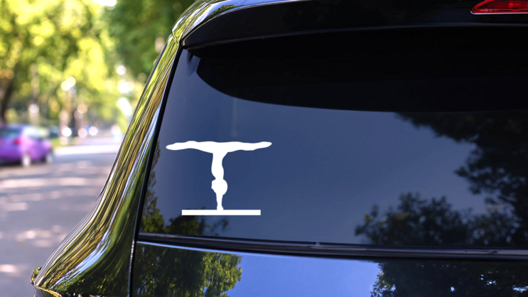Male Gymnast On Balance Beam Sticker on a Rear Car Window (New) example