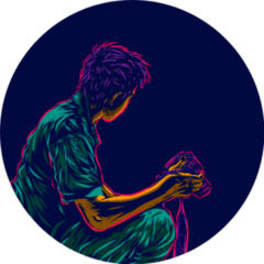 Male Photographer Line Pop Art Portrait On Dark Sticker