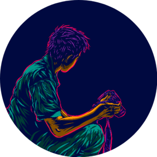 Male Photographer Line Pop Art Portrait On Dark Sticker