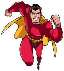 Male Superhero Running Fast Sticker