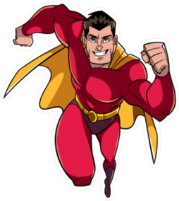Male Superhero Running Fast Sticker