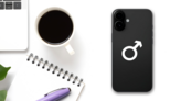 Male Symbol Sticker on a Phone (New) example