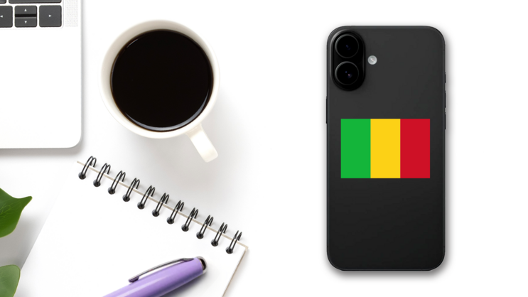 Mali Flag Sticker on a Phone (New) example