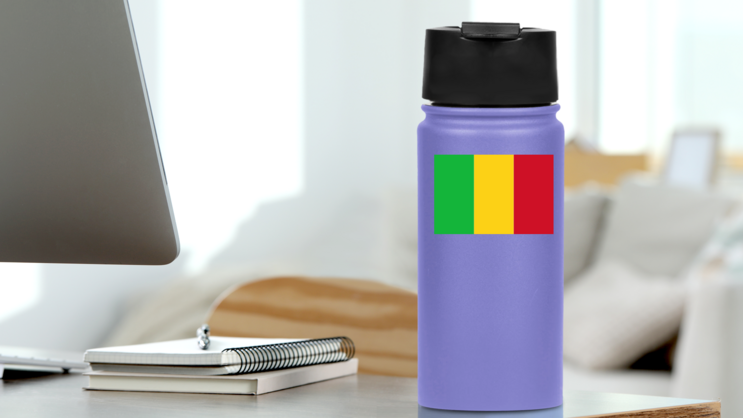 Mali Flag Sticker on a Water Bottle (New) example