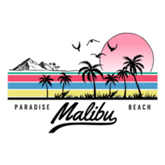 Malibu Paradise Beach Illustration Sticker