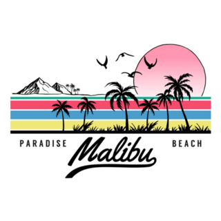 Malibu Paradise Beach Illustration Sticker