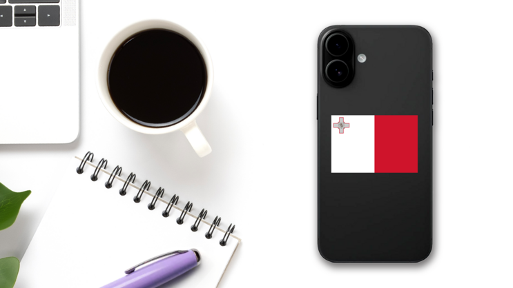 Malta Country Flag Sticker on a Phone (New) example