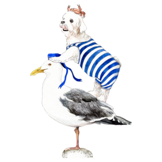 Maltese On Sea Gull Sticker.