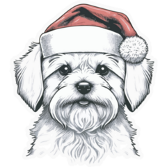 Maltese Santa Hat Sticker