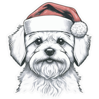 Maltese Santa Hat Sticker