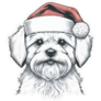 Maltese Santa Hat Sticker