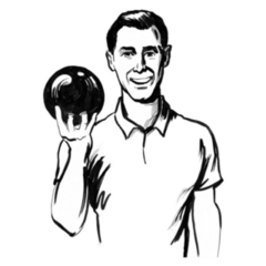 Man 50s Style With A Bowling Ball Sticker